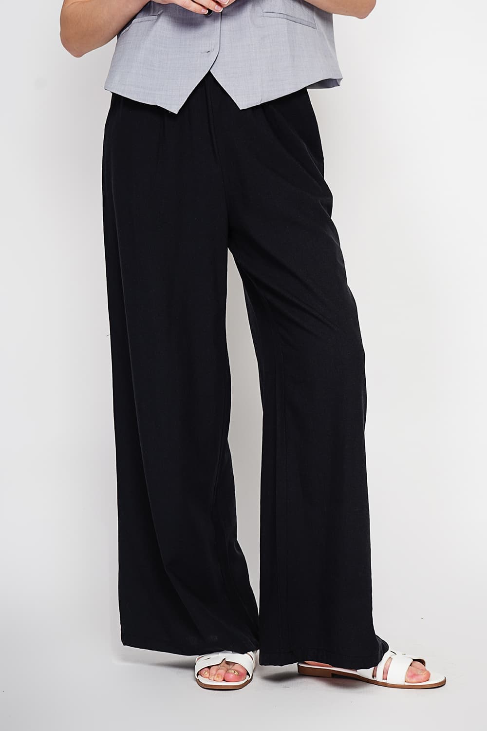 Pantalon large taille haute avec poches 13