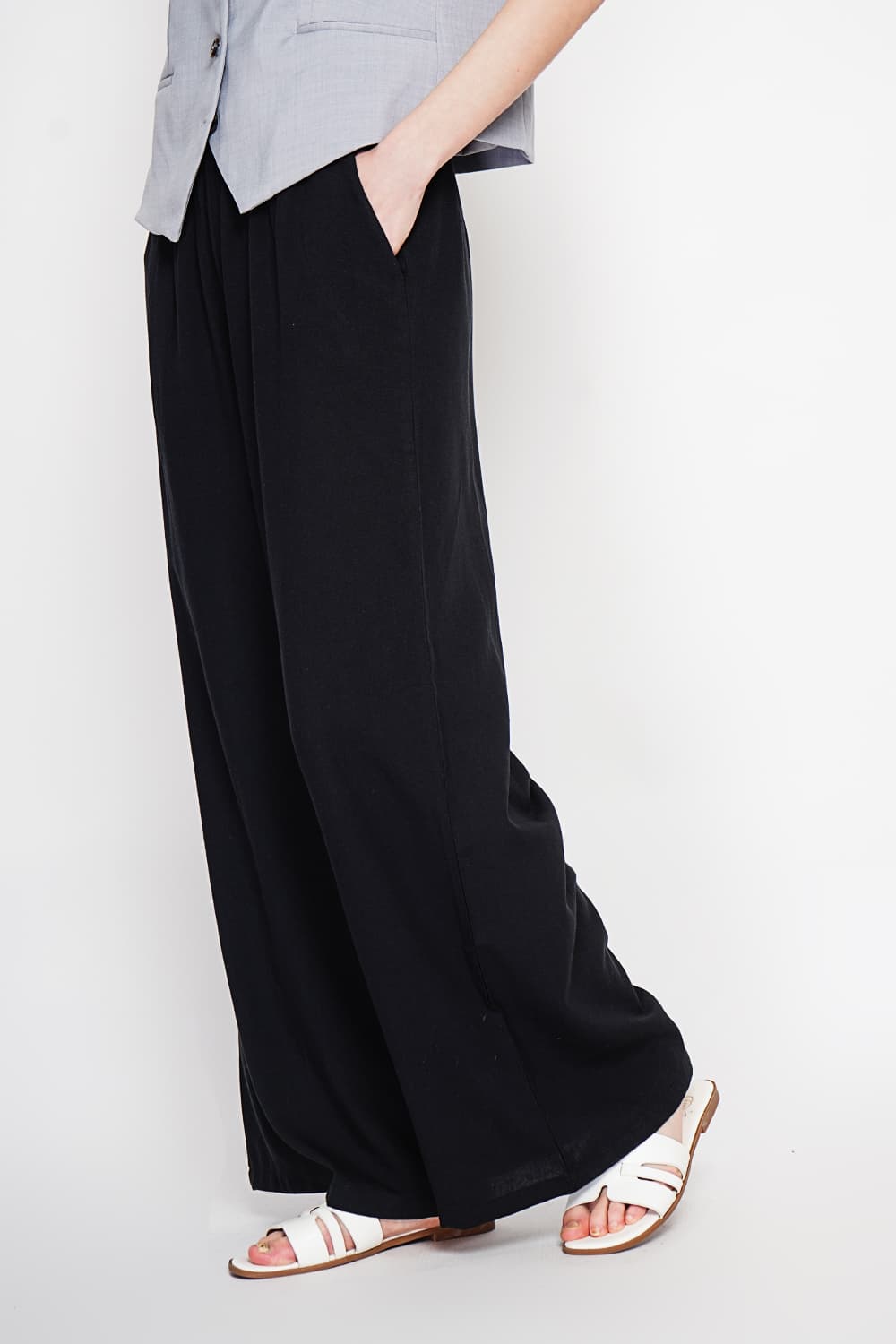 Pantalon large taille haute avec poches 15