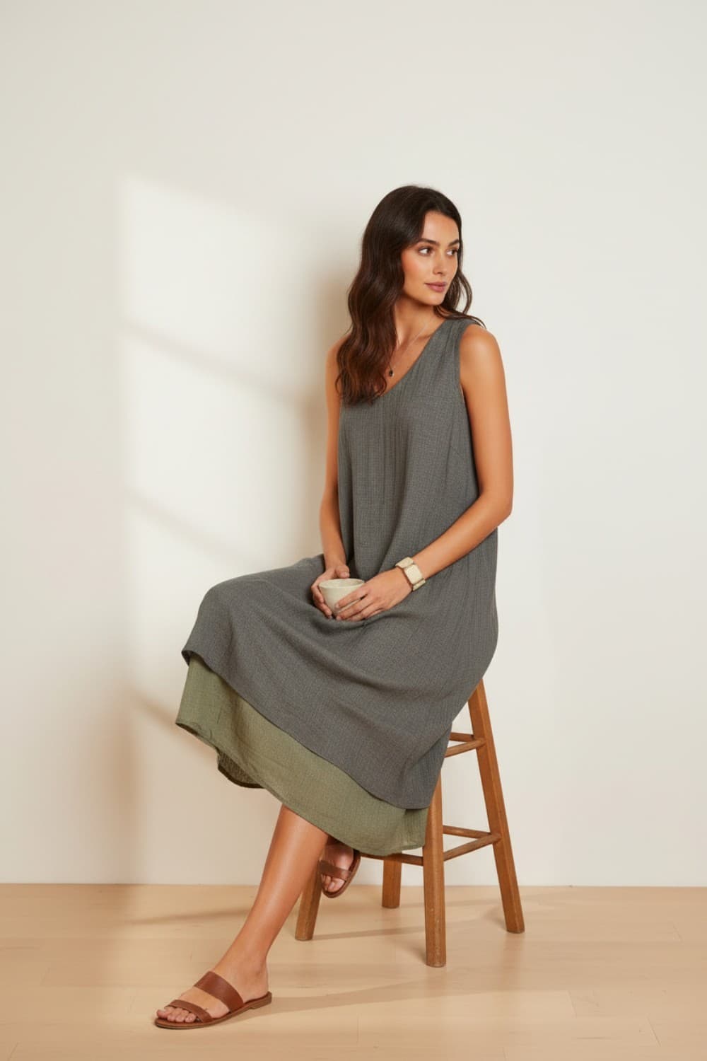 Robes doublé décontractées col v S/M 1