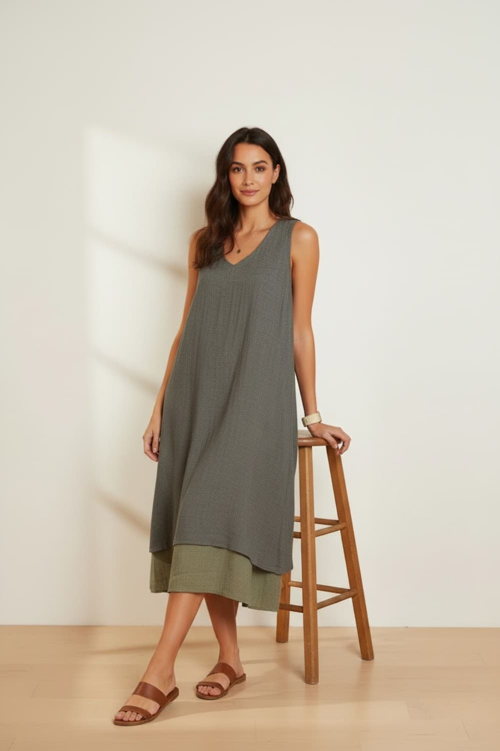 Robes doublé décontractées col v S/M 2