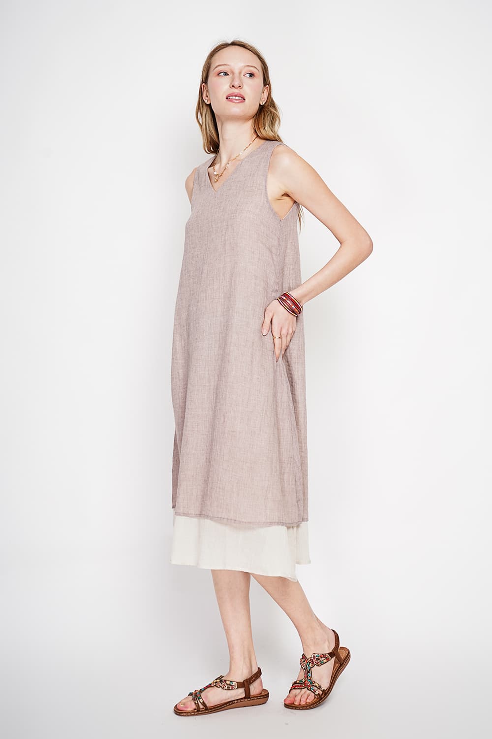 Robes doublé décontractées col v S/M 6