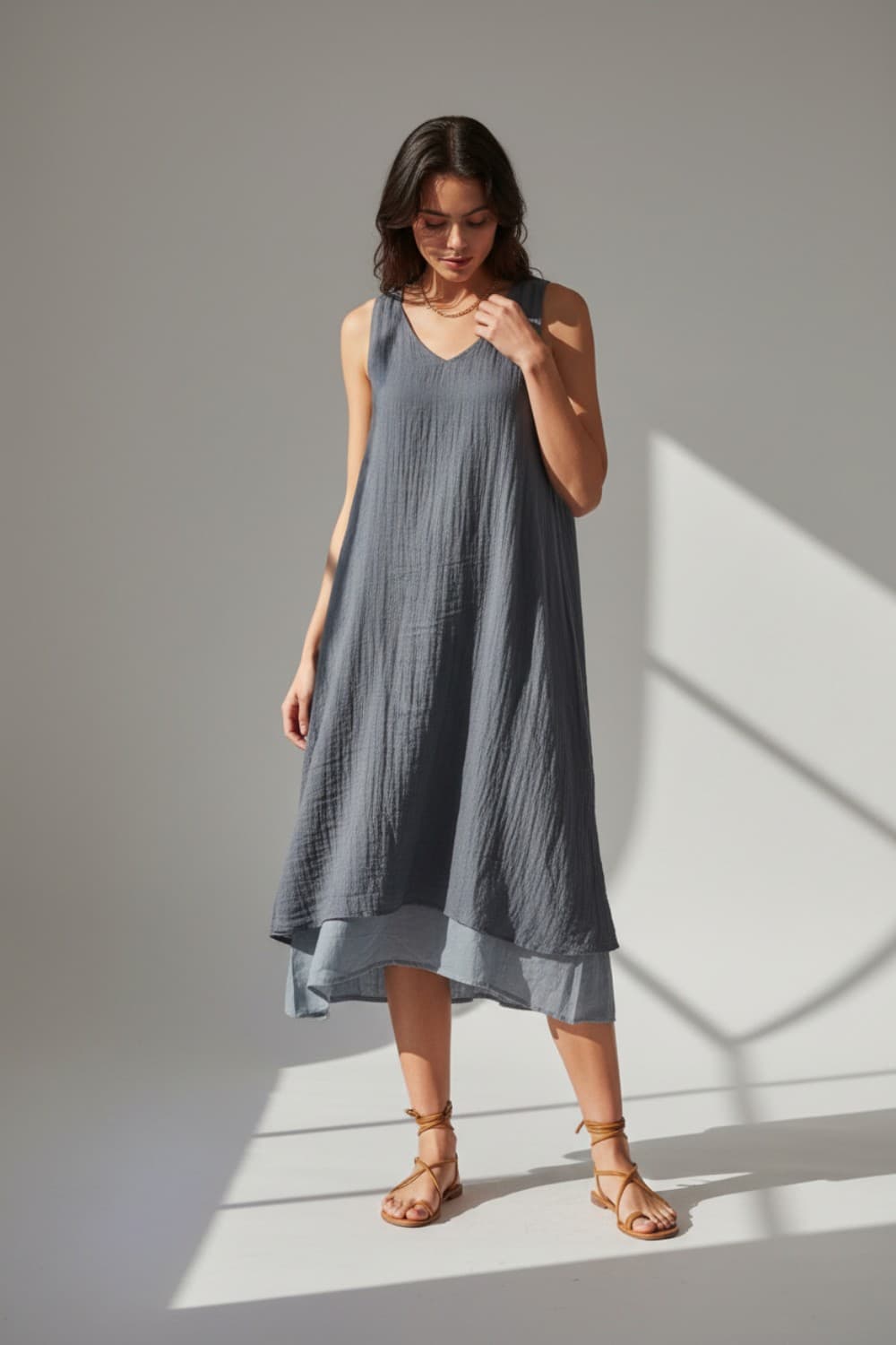 Robes doublé décontractées col v S/M 9