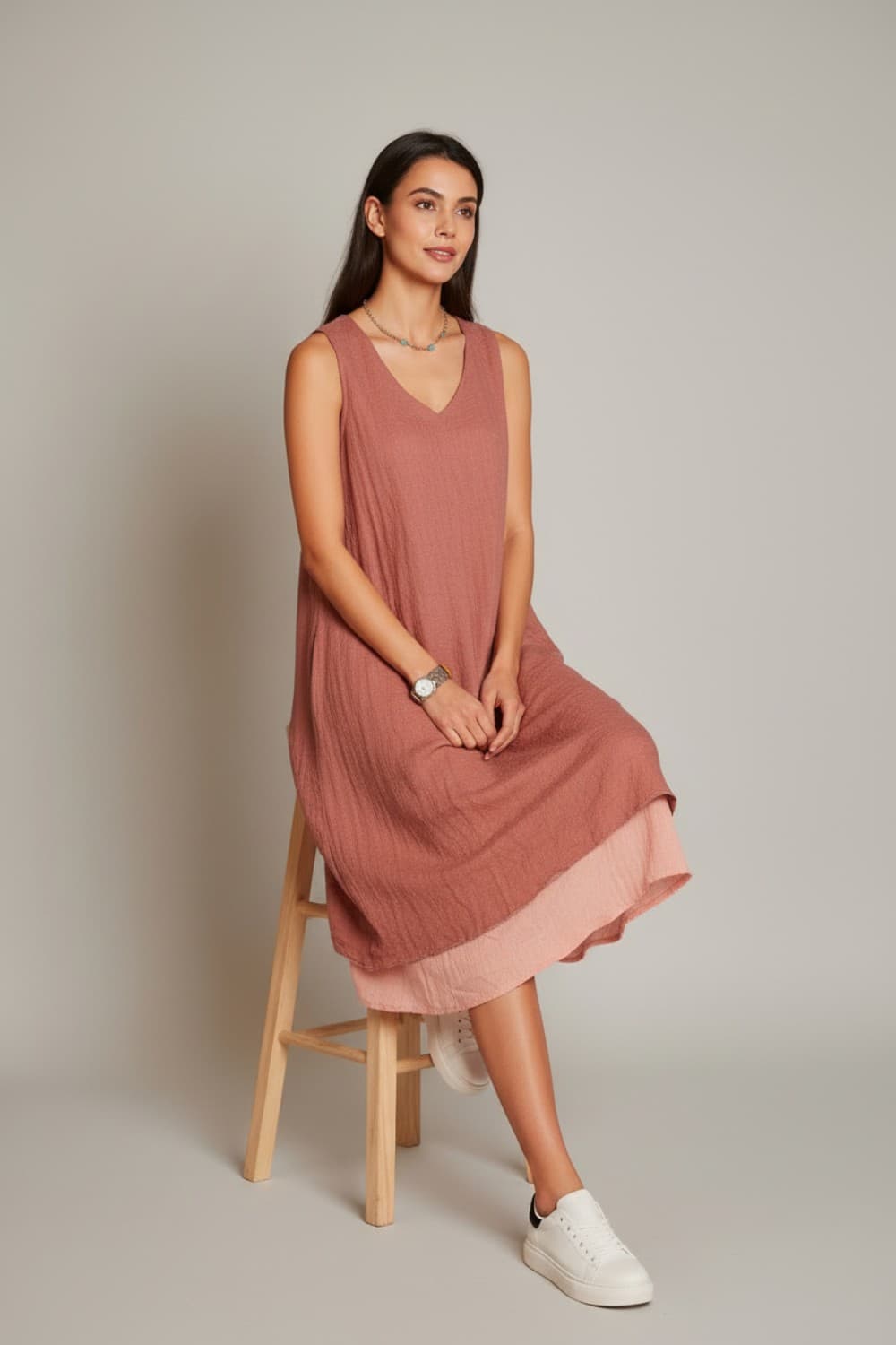 Robes doublé décontractées col v S/M 19