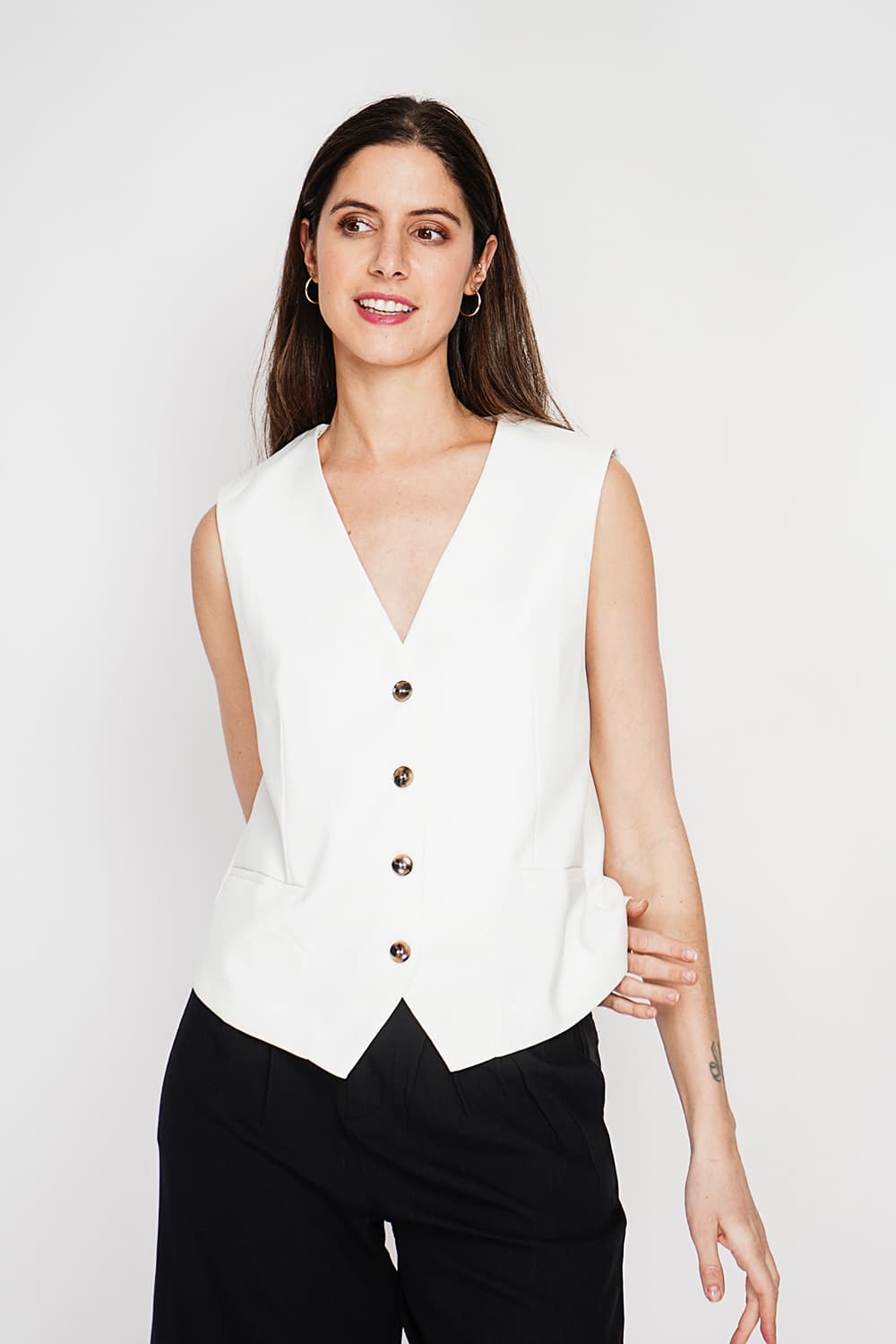 Gilet de costume court sans manches en lin doublé 2