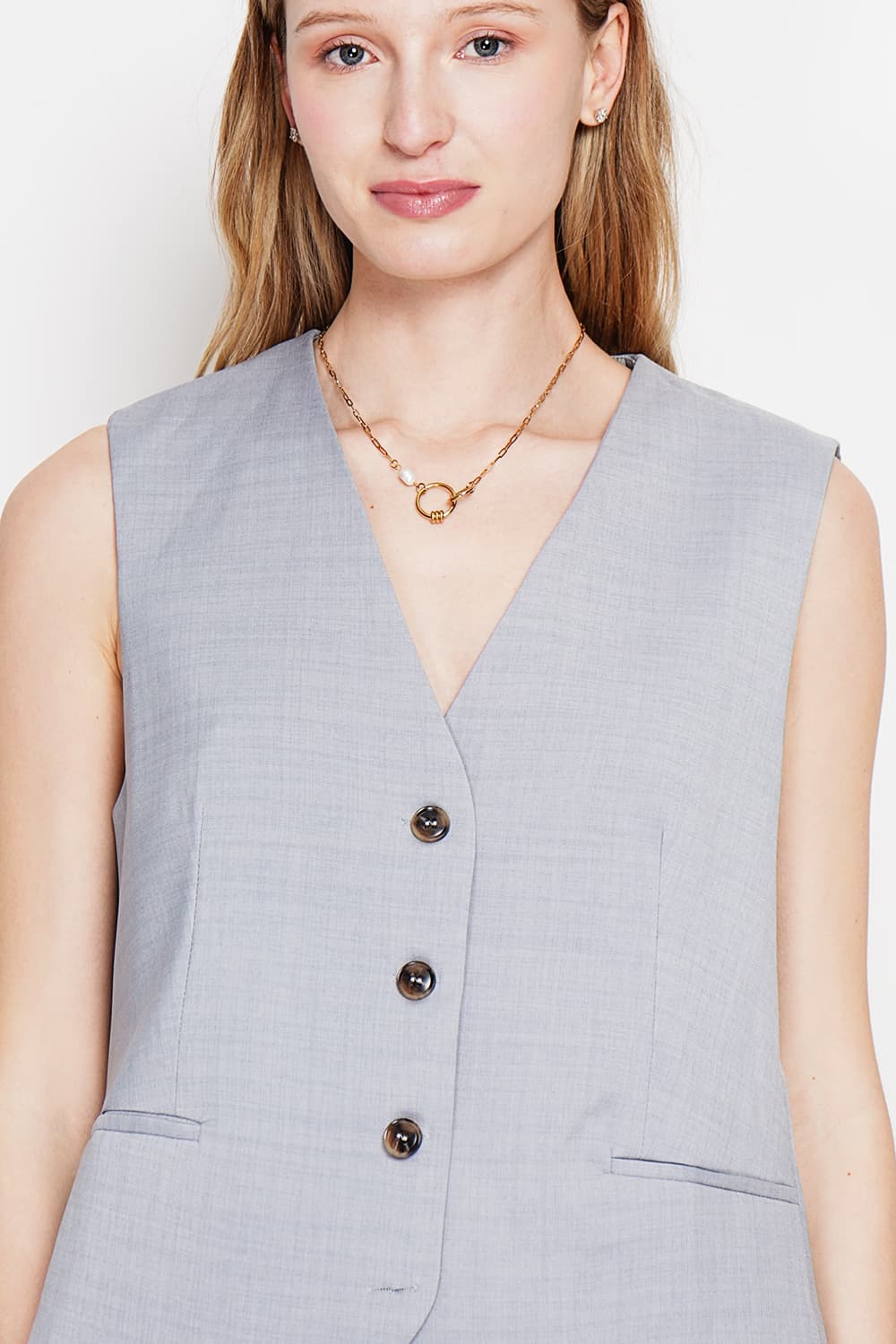 Gilet de costume court sans manches en lin doublé 7