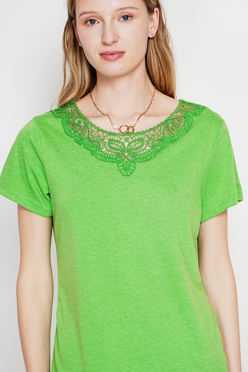 T-shirt col rond manches court dentelle 12