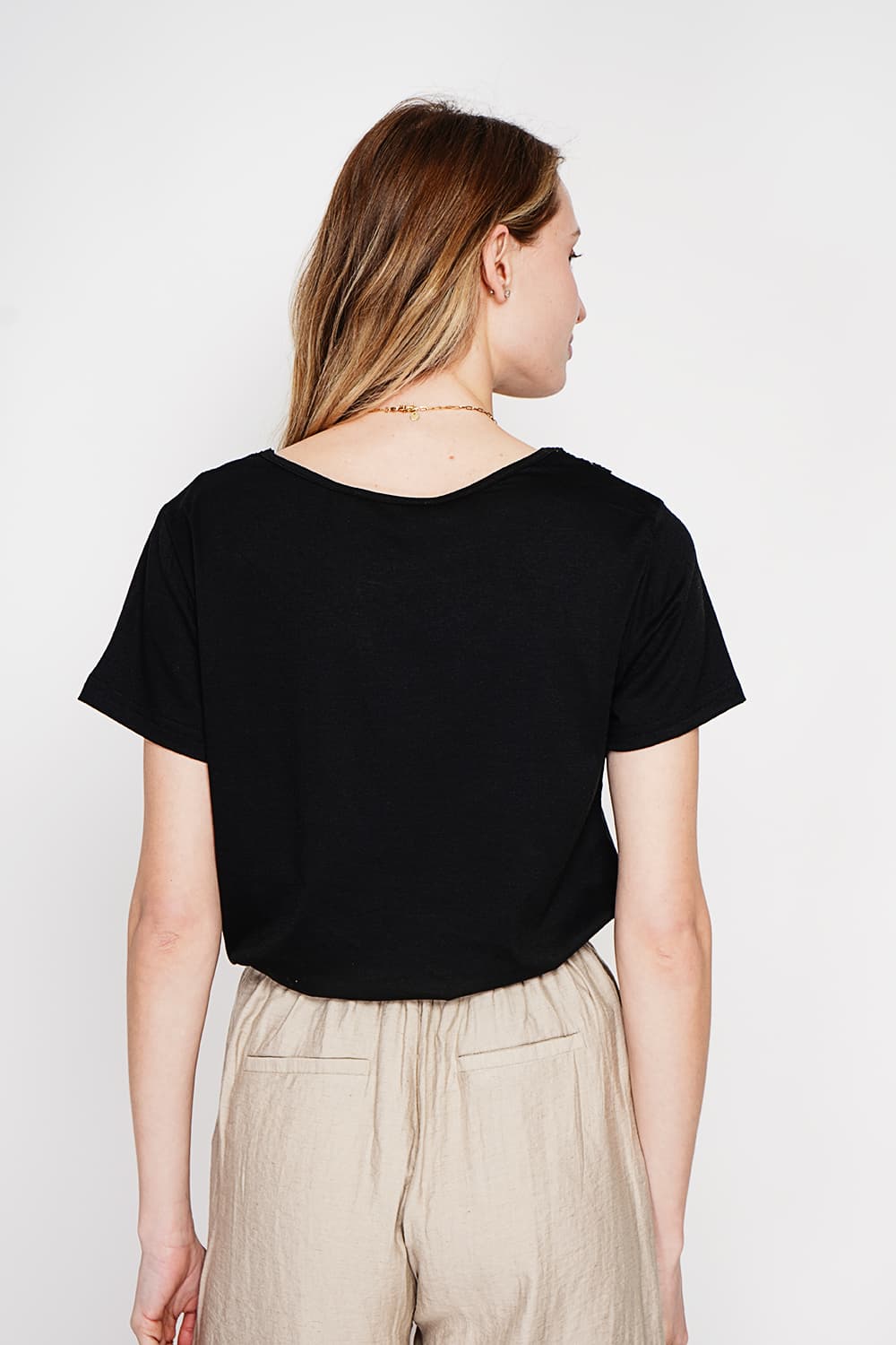 T-shirt col rond manches court dentelle 23