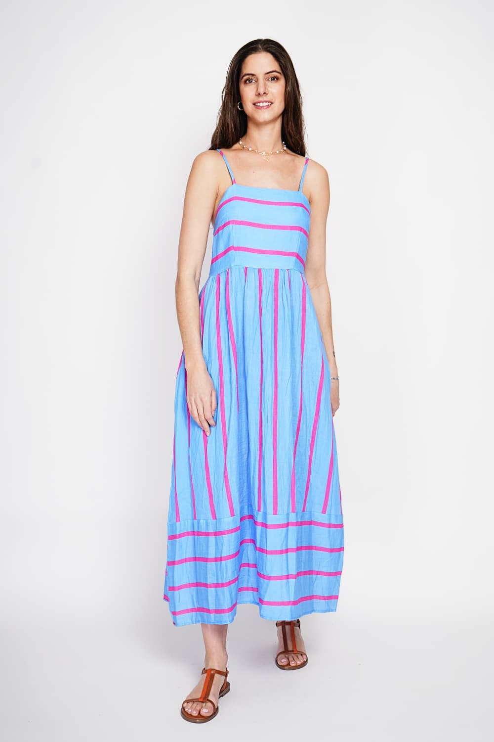 Robe Longue d'Été à Bretelles Rayée 3