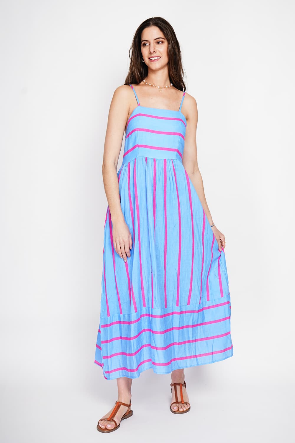 Robe Longue d'Été à Bretelles Rayée 4