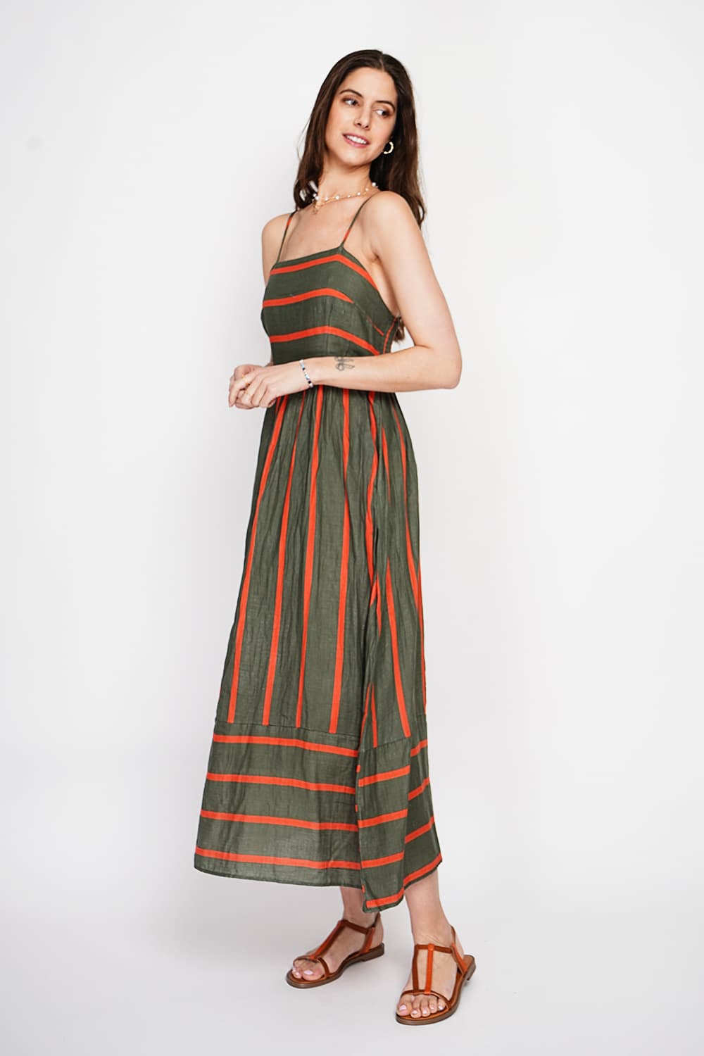 Robe Longue d'Été à Bretelles Rayée 5