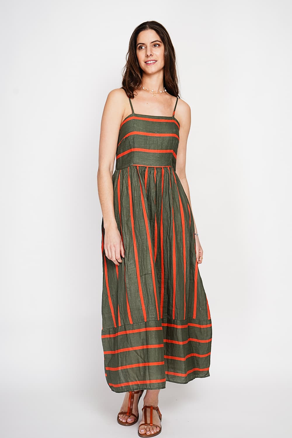 Robe Longue d'Été à Bretelles Rayée 6
