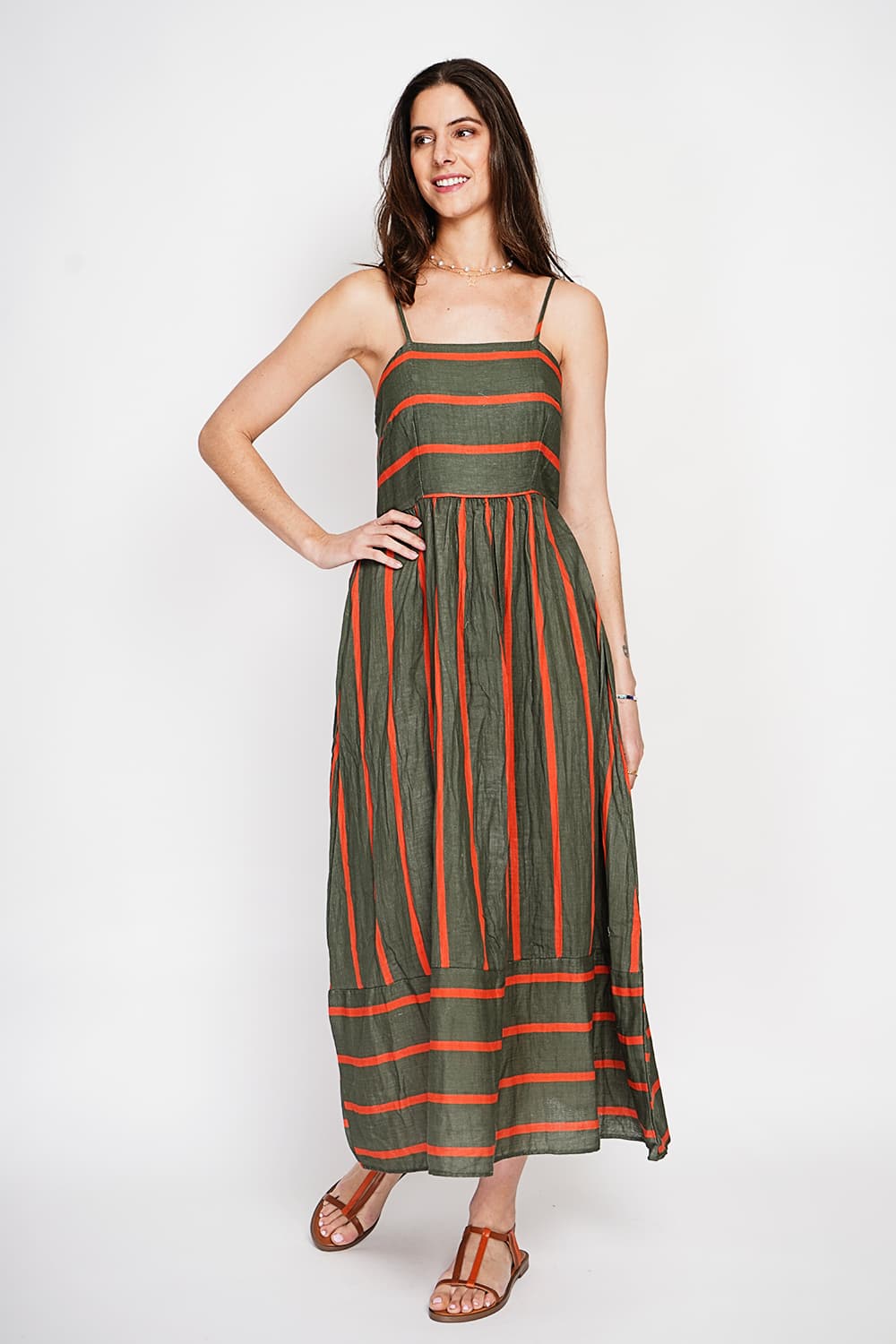 Robe Longue d'Été à Bretelles Rayée 7