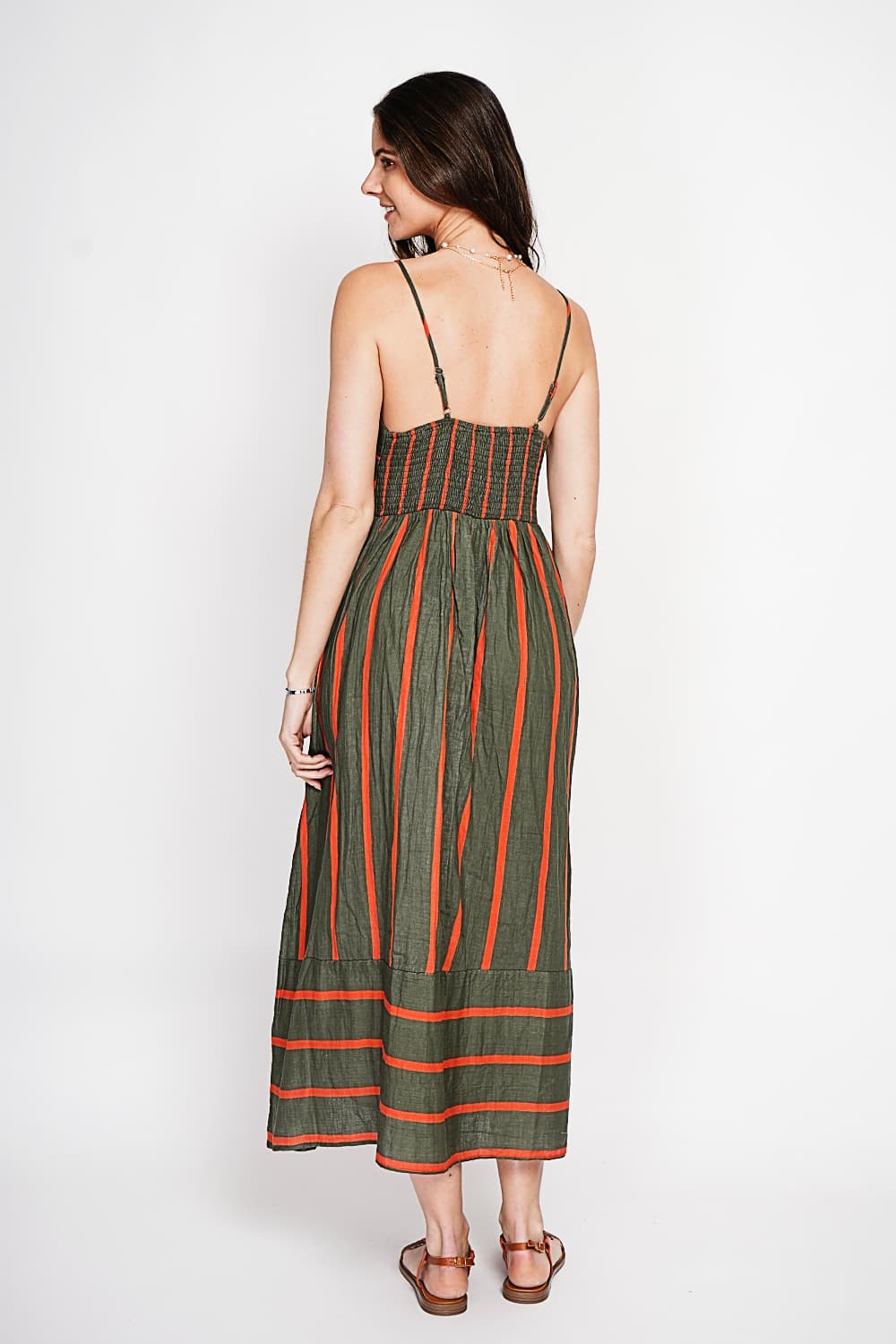 Robe Longue d'Été à Bretelles Rayée 8