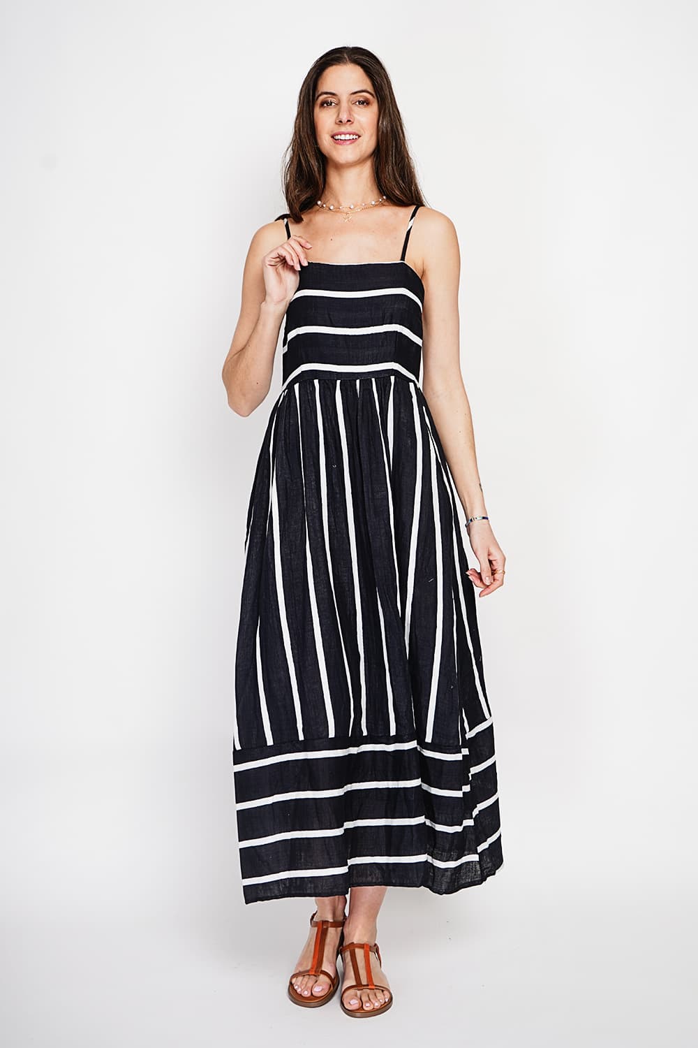Robe Longue d'Été à Bretelles Rayée 9