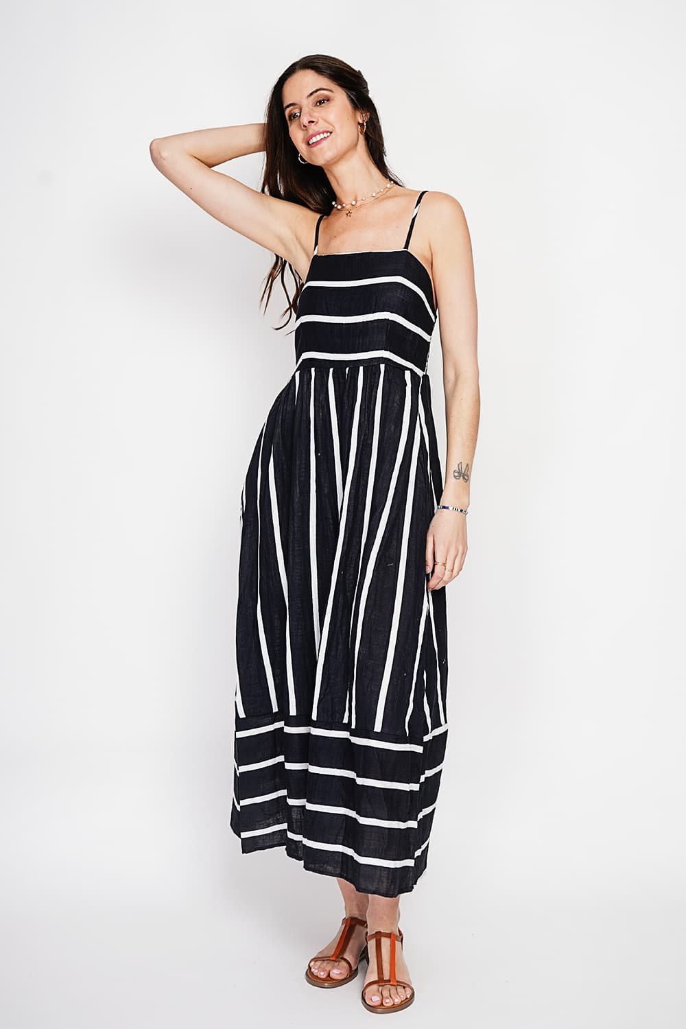 Robe Longue d'Été à Bretelles Rayée 10