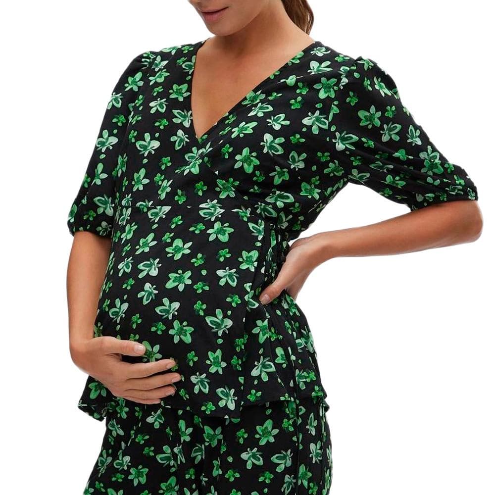 Blouse De Grossesse Vert/Noir Femme Mamalicious Linor 1