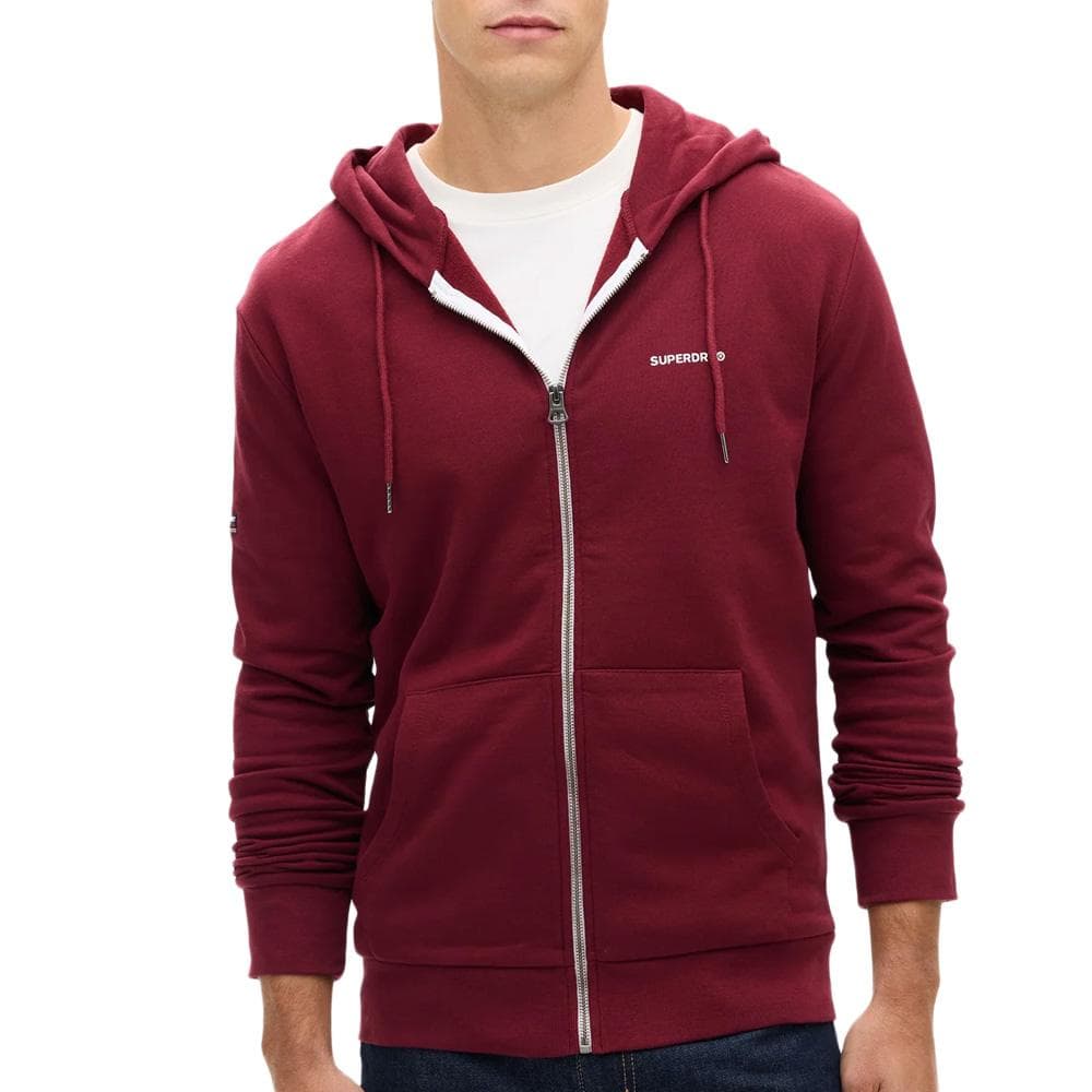 Sweat Zippé Bordeaux Homme Superdry Plain Hood 1