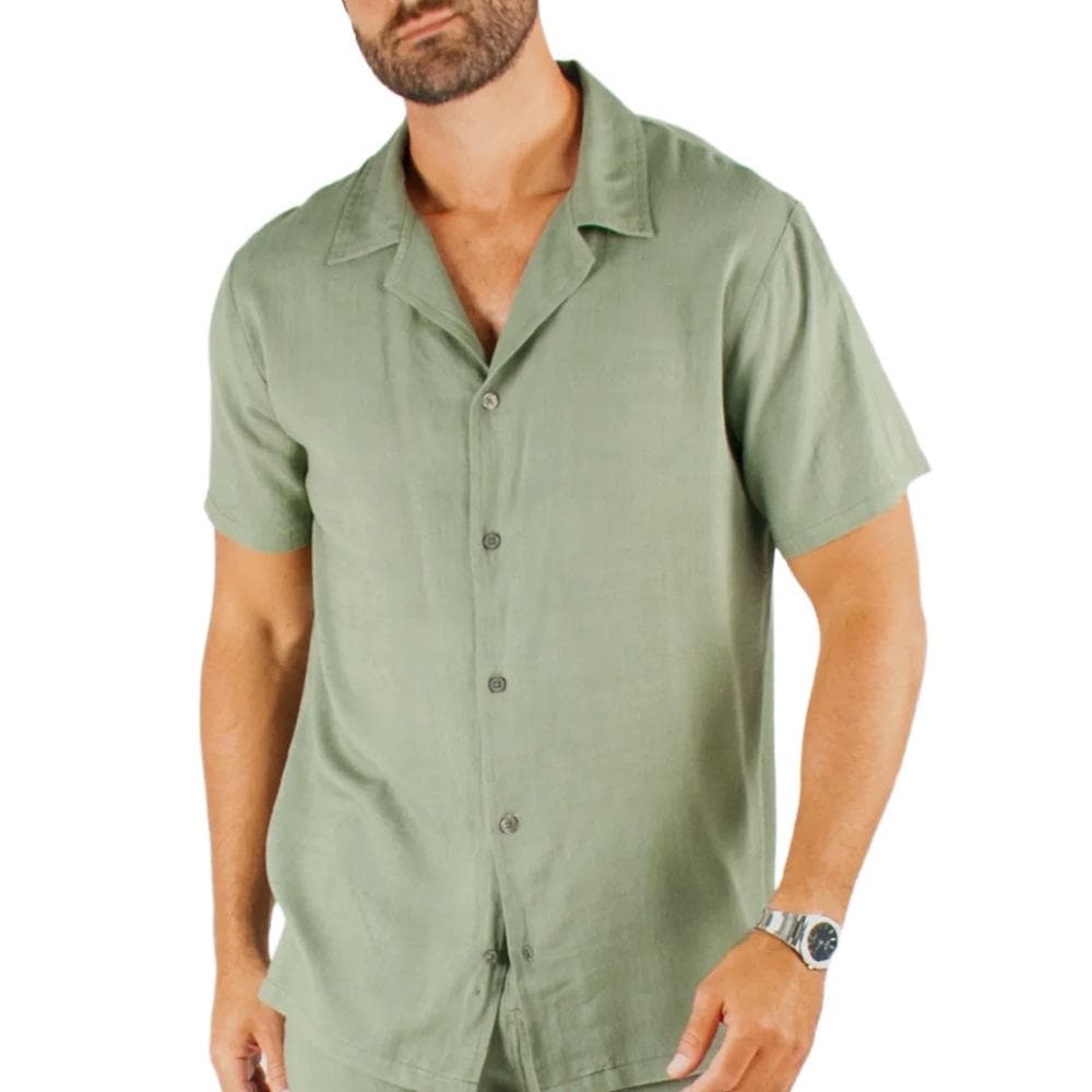 Chemise Kaki Homme Paname Brothers Lin Ficelle 1