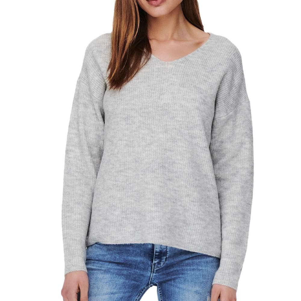 Pull Gris Clair Femme Only Camilla V-neck 1