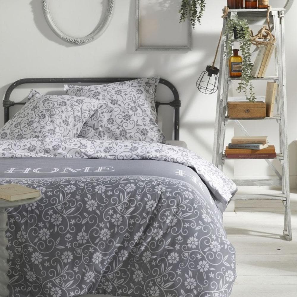 Parure de lit coton uni CHARME Gris Today 220x240 1