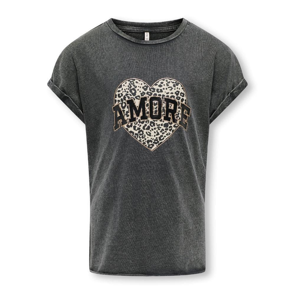 T-shirt Gris Fille Kids ONLY Life Amore 1