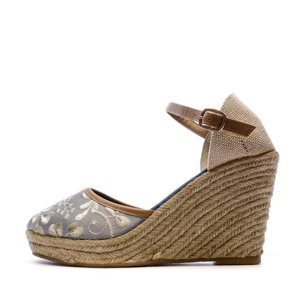 Sandales Compensées Bleu/Fleurs Femme Beppi 1
