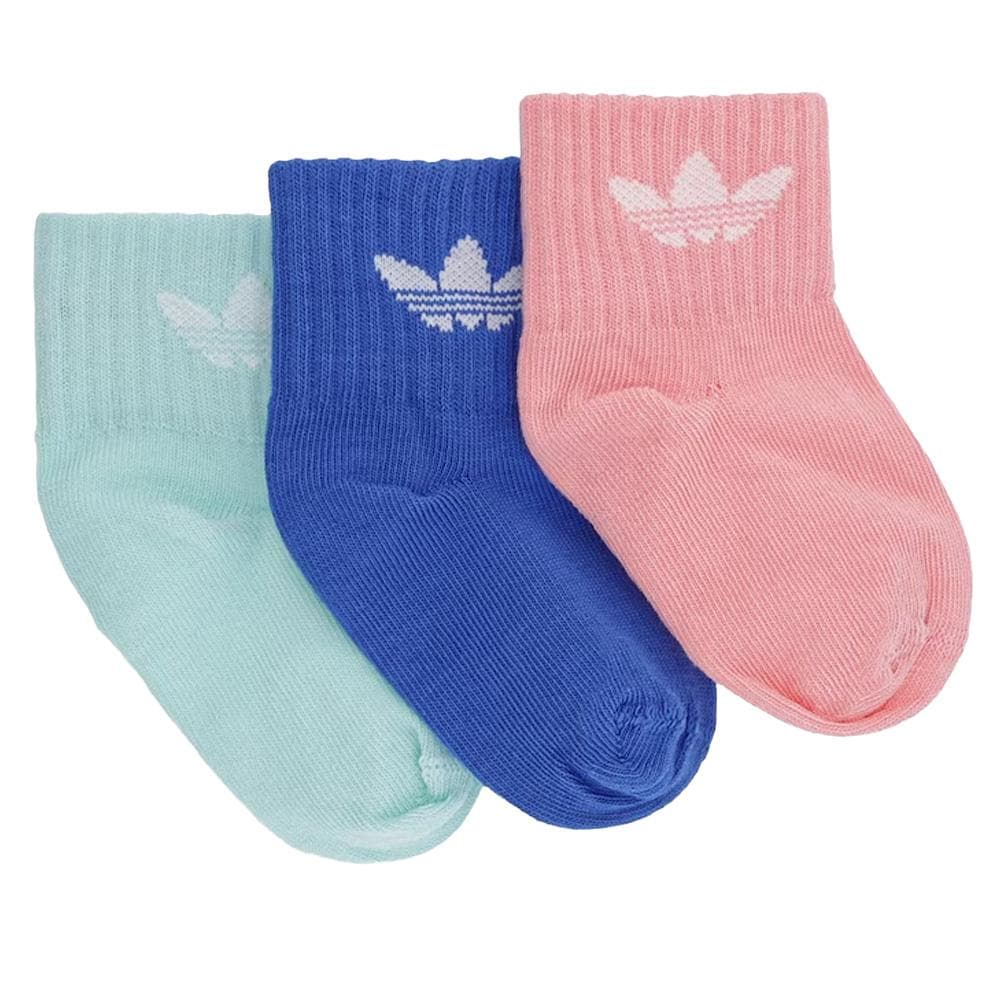 x3 Lot de trois paires de chaussettes Rose/Verte/Bleu Fille Adidas Kids Ankle 2