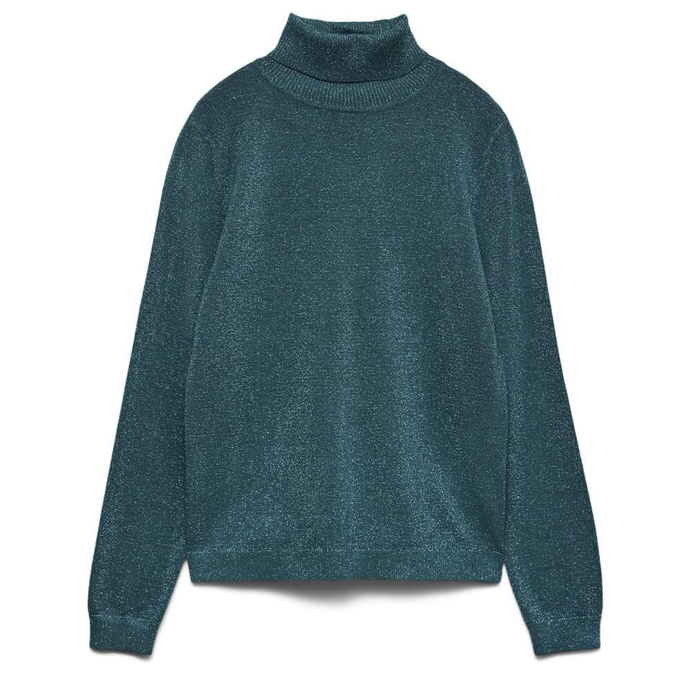 Pull Col roulé Bleu Canard Paillette Femme Vero Moda Happyglitter 1
