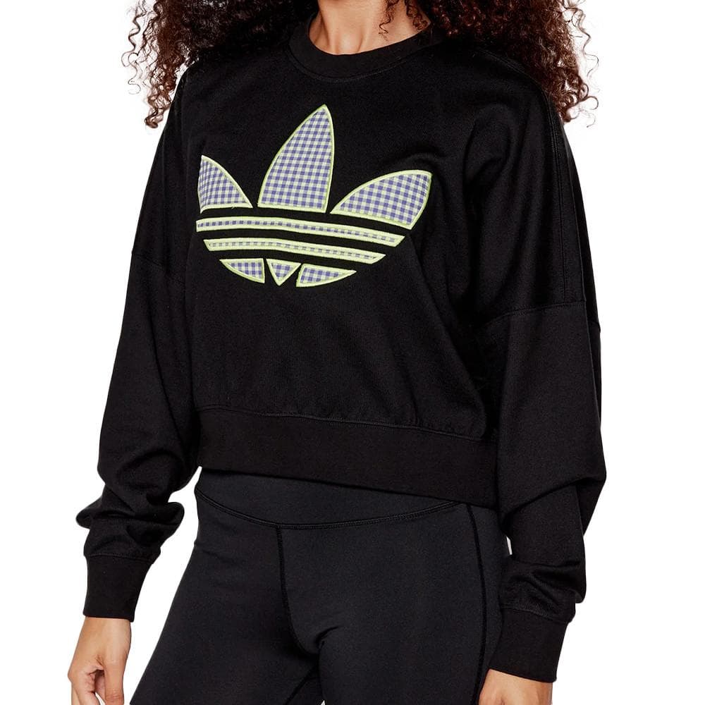 Sweat Oversized Noir femme Adidas Trèfle 1