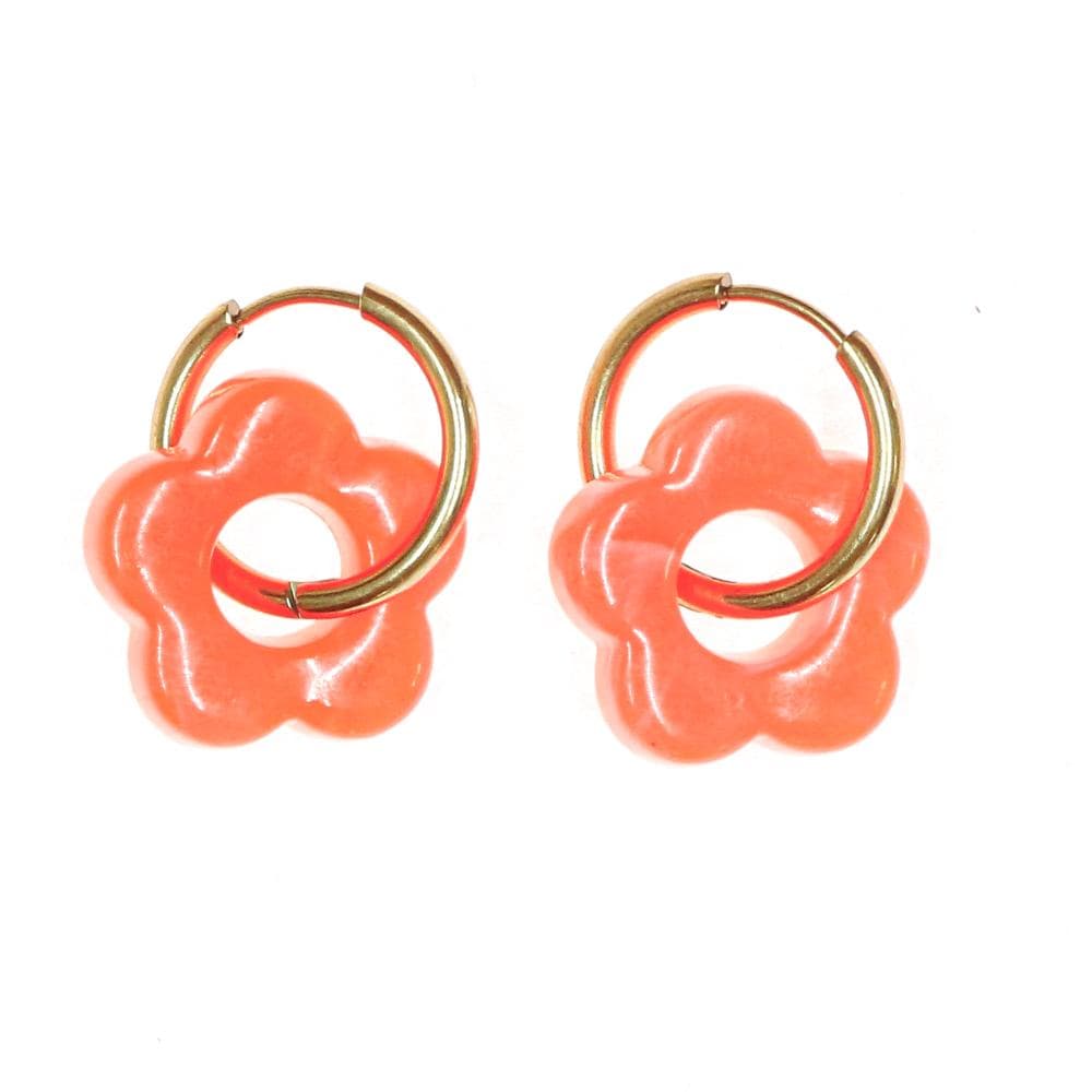 Boucles Oreilles Orange Femme Clio Blue Fleurs 20mm 1