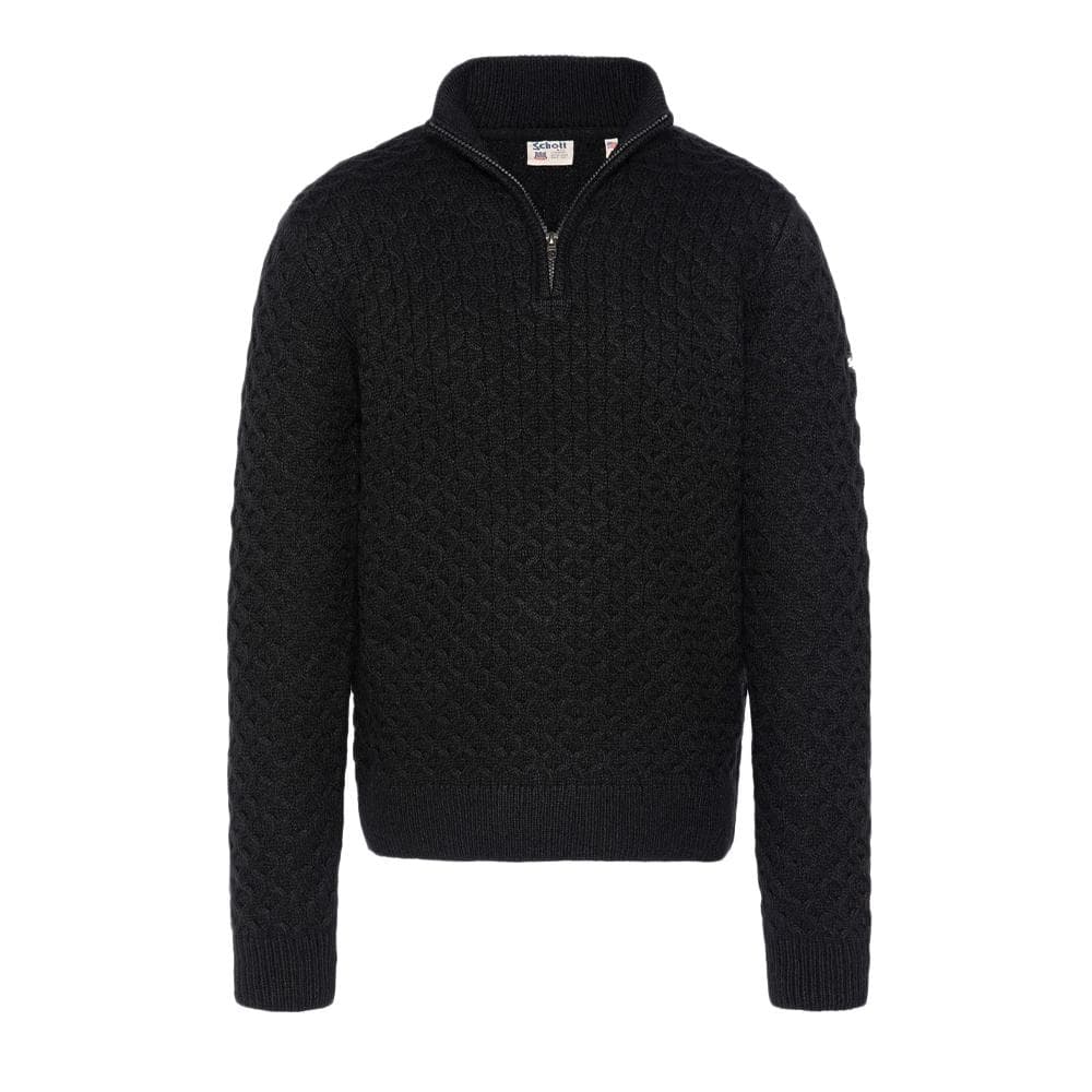 Pull 1/4 de Zip Noir Homme Schott Half 1