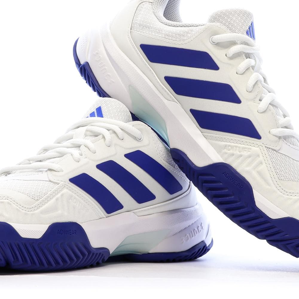Baskets Blanches/Bleu Homme Adidas Courtjam 7