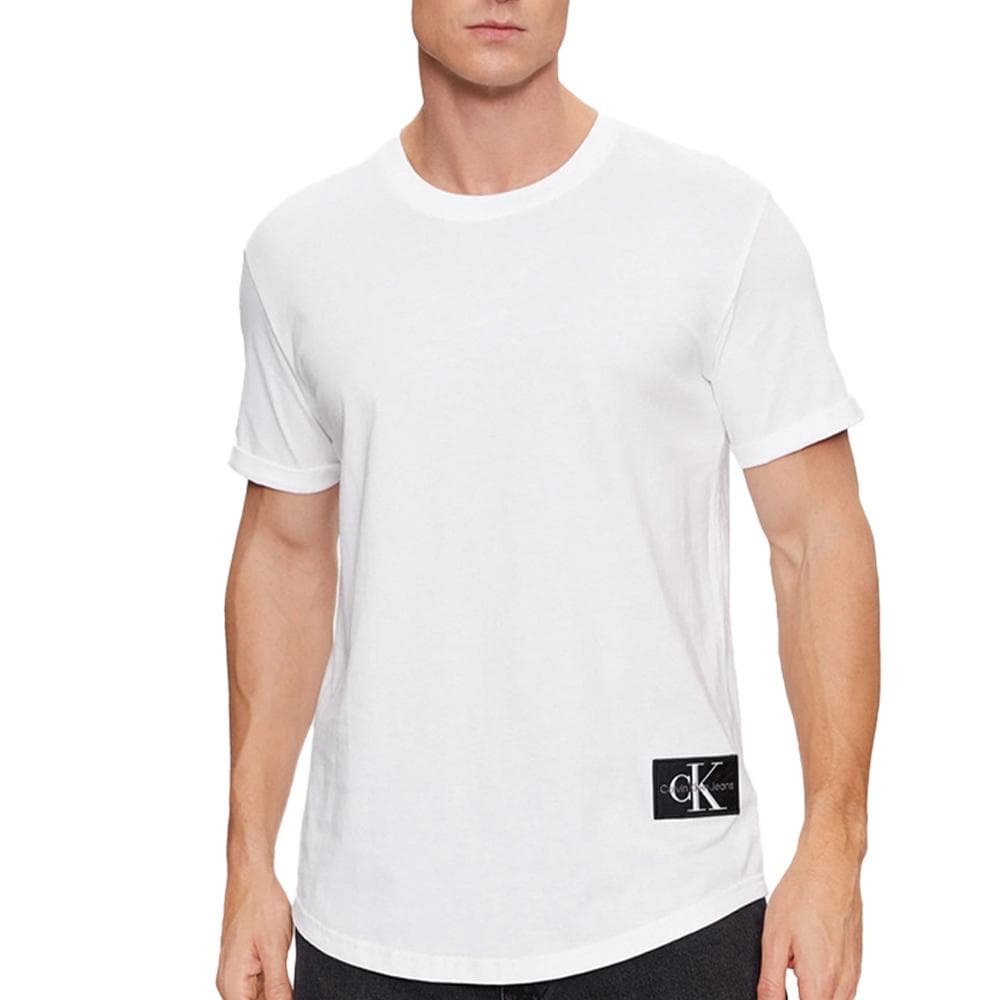 T-Shirt Blanc Homme Calvin Klein Jeans Badge Turn Up Sleeve 1