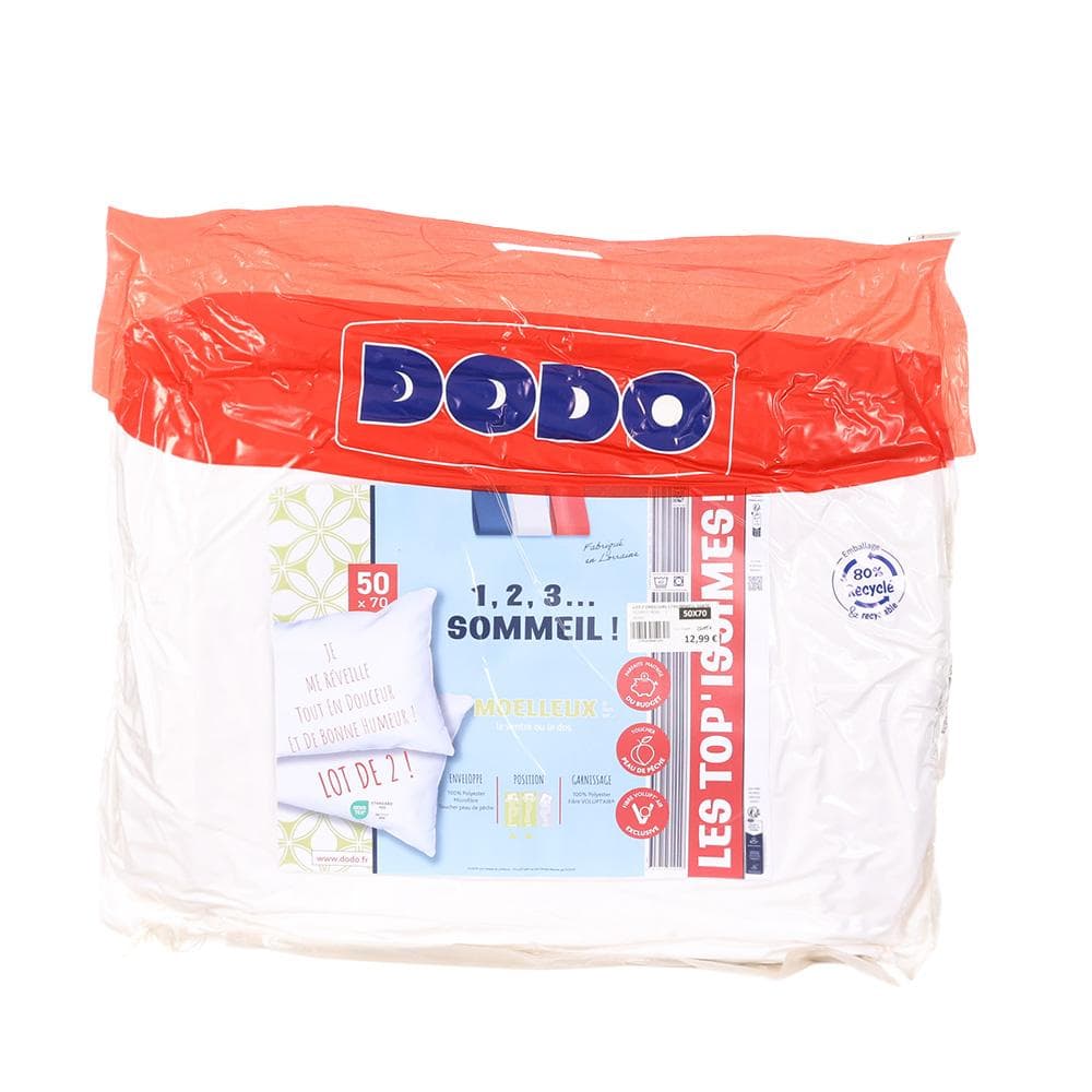 x2 Oreillers Blanc Dodo 123 sommeil 50x70 1