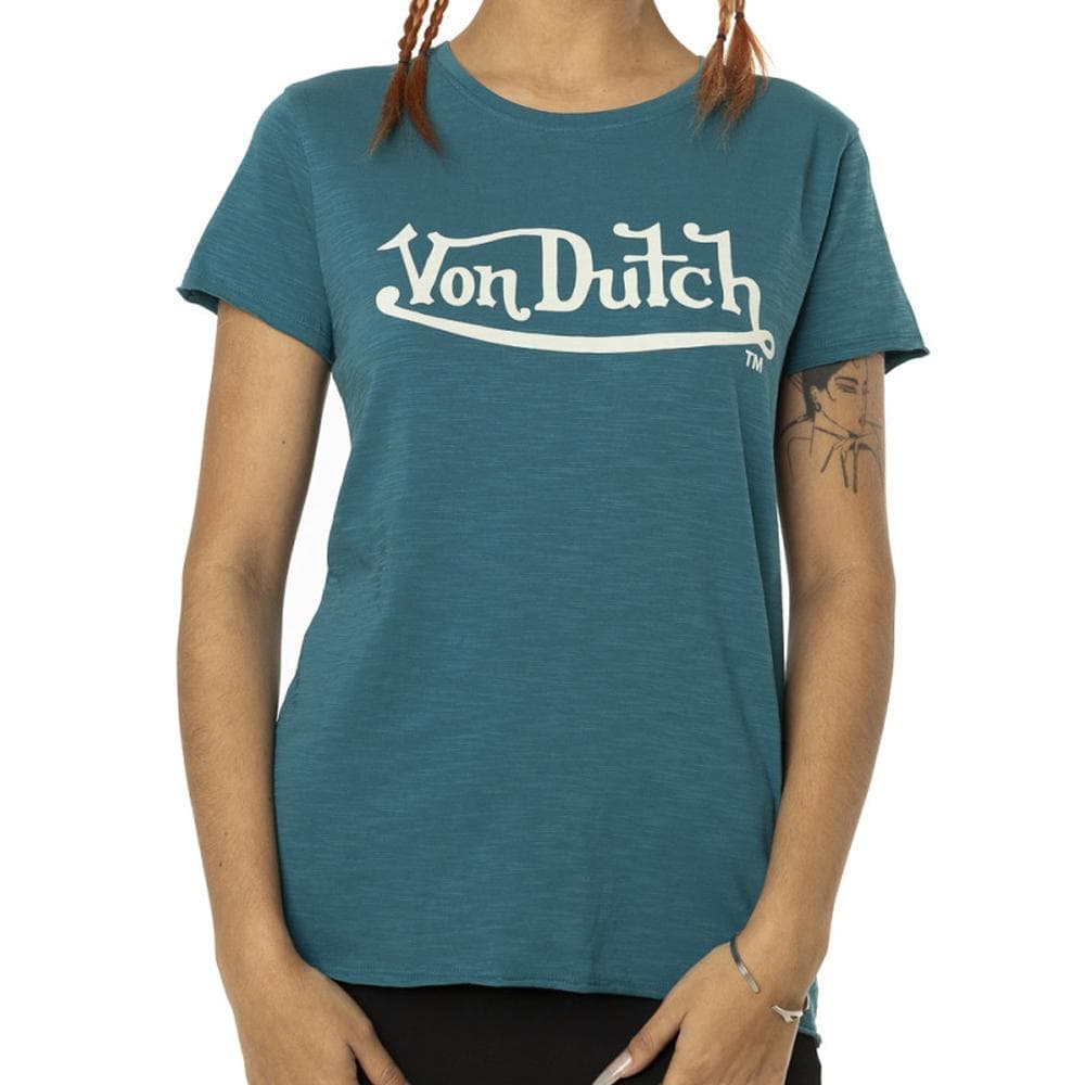 T-shirt Turquoise Femme Von Dutch Slub 1