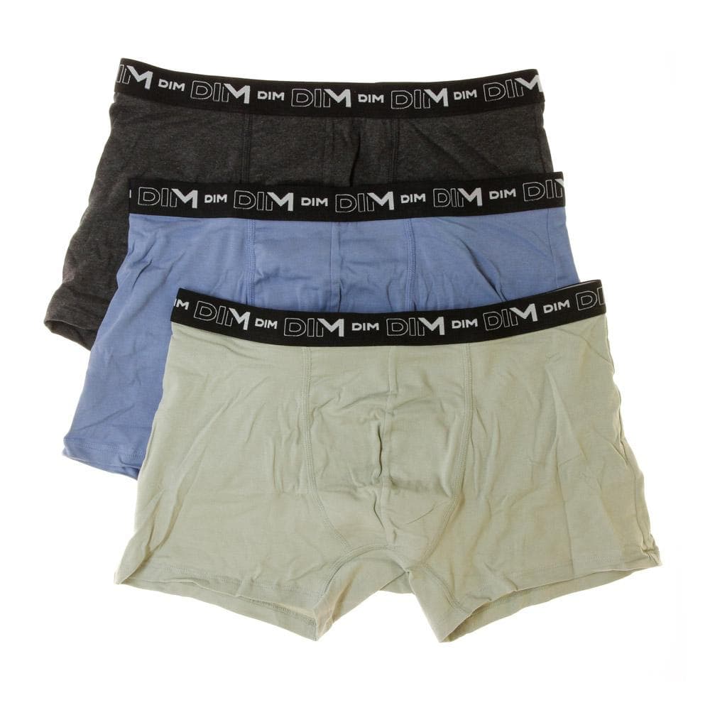 Lot de 3 Boxers Vert Clair/Gris/Bleu Homme Dim D6596 1