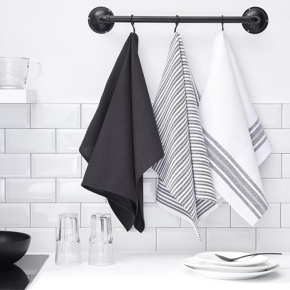 Lot De 3 Torchons Imprimé Noir Today Essential 2