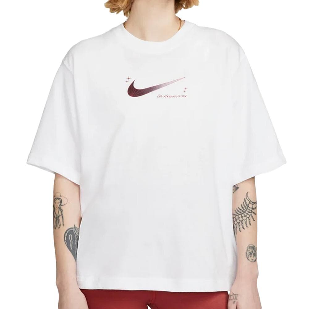 T-shirt Blanc/Rouge Femme Nike Boxy100 1