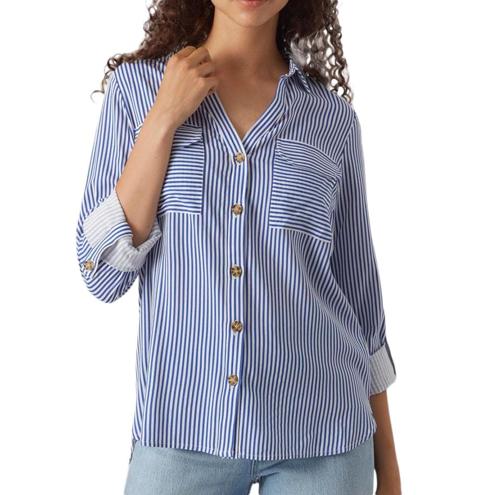 Chemise Bleu/Blanc Femme Vero Moda Bumpy 1