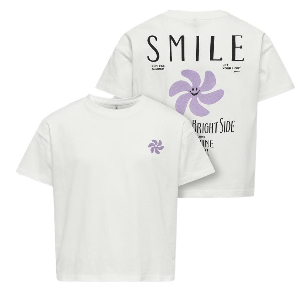 T-shirt Blanc Fille Kids Only Sun-veras Flower 3