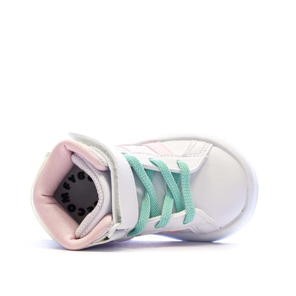 Baskets Blanches/Roses/Turquoises Fille Adidas Grand Court Mid 4