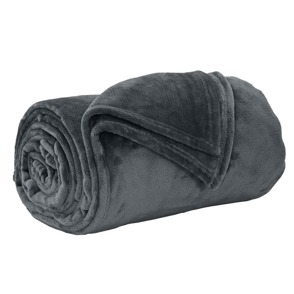 Plaid flanelle Gris Today Damier Fusain 130x180 cm 1