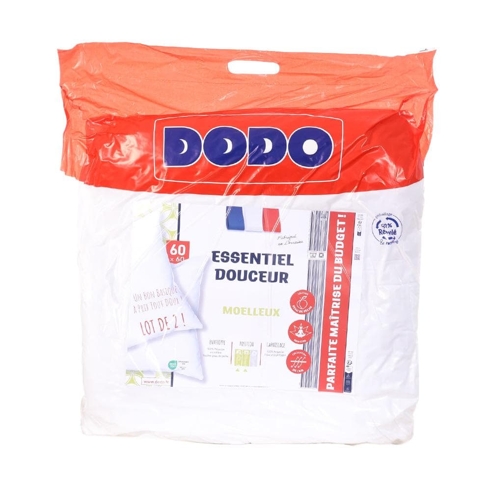 x2 Oreillers Blanc Dodo Essentiel 60x60 1