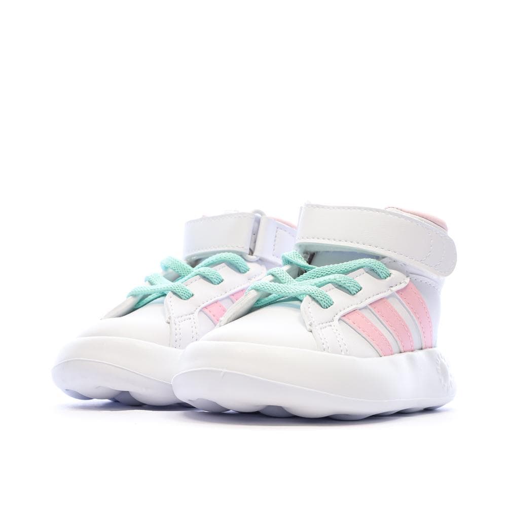 Baskets Blanches/Roses/Turquoises Fille Adidas Grand Court Mid 6