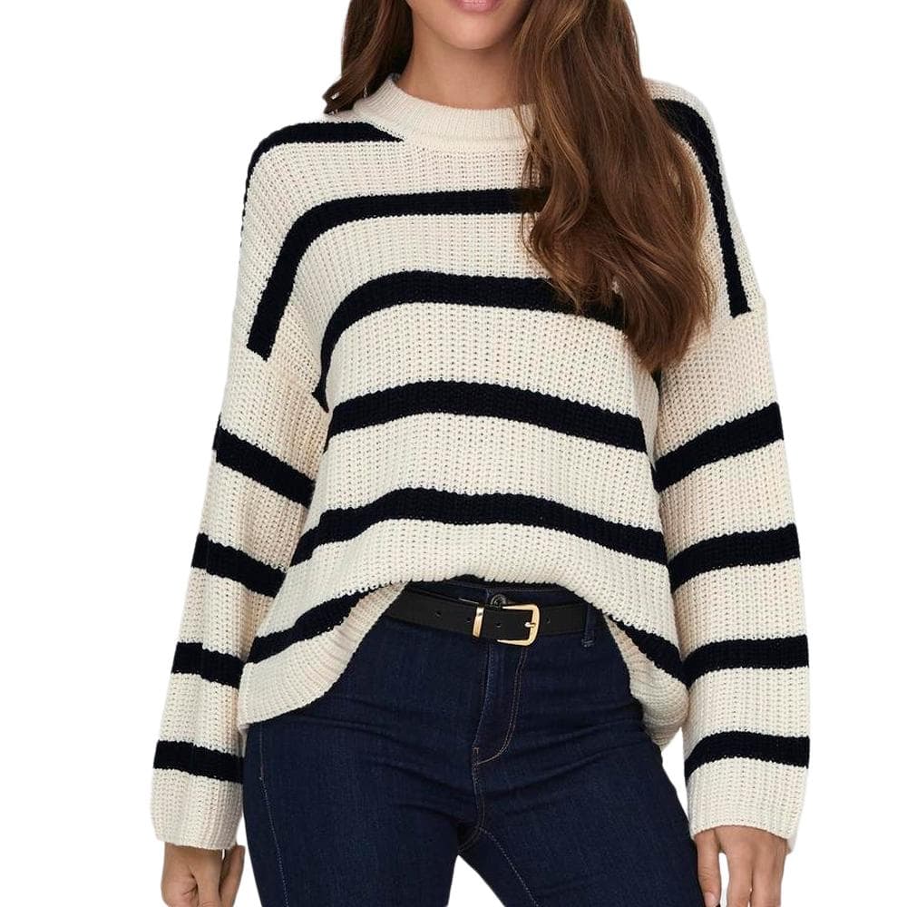Pull Blanc/Noir Femme JDY Stripe Pullover 1