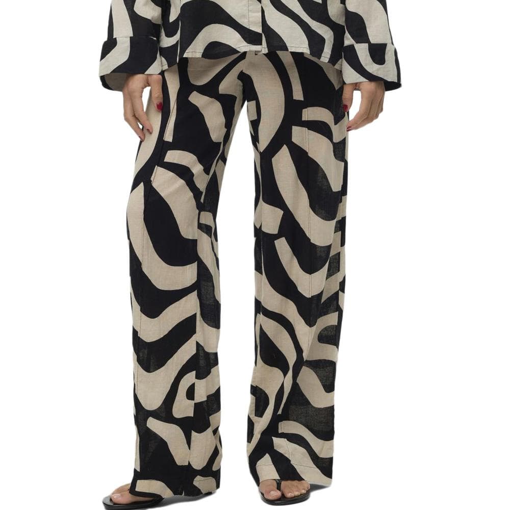 Pantalon fluide Noir/Beige Femme Vero Moda Gnete 1