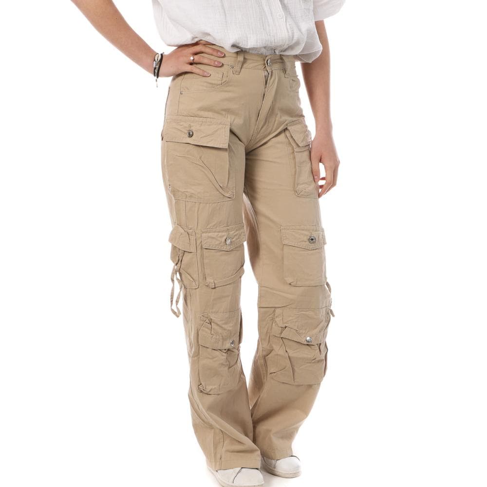 Pantalon Cargo Toile Beige Femme Monday Premium 3172 1