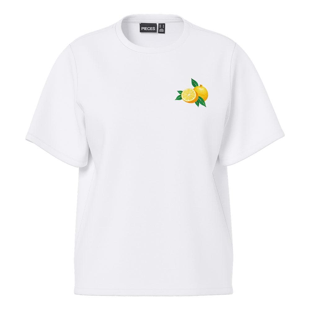 T-shirt Blanc Femme Pieces Oda Lia Ss Lemon 1