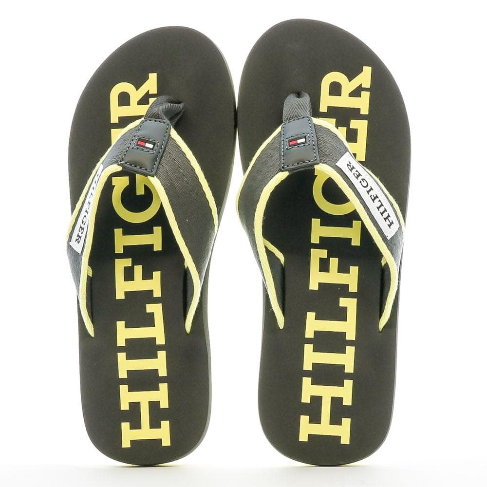 Tongs Noire/Jaune Homme Tommy Hilfiger Patch Beach 3