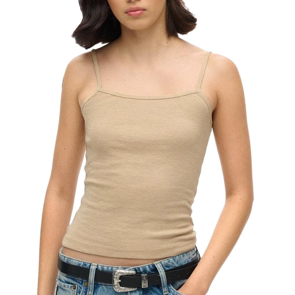 Débardeur Marron Clair Femme Superdry Fine 1